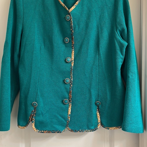 Pablo Collection Turquoise Teal Button Blazer Suit Jacket size 12 - Picture 13 of 17